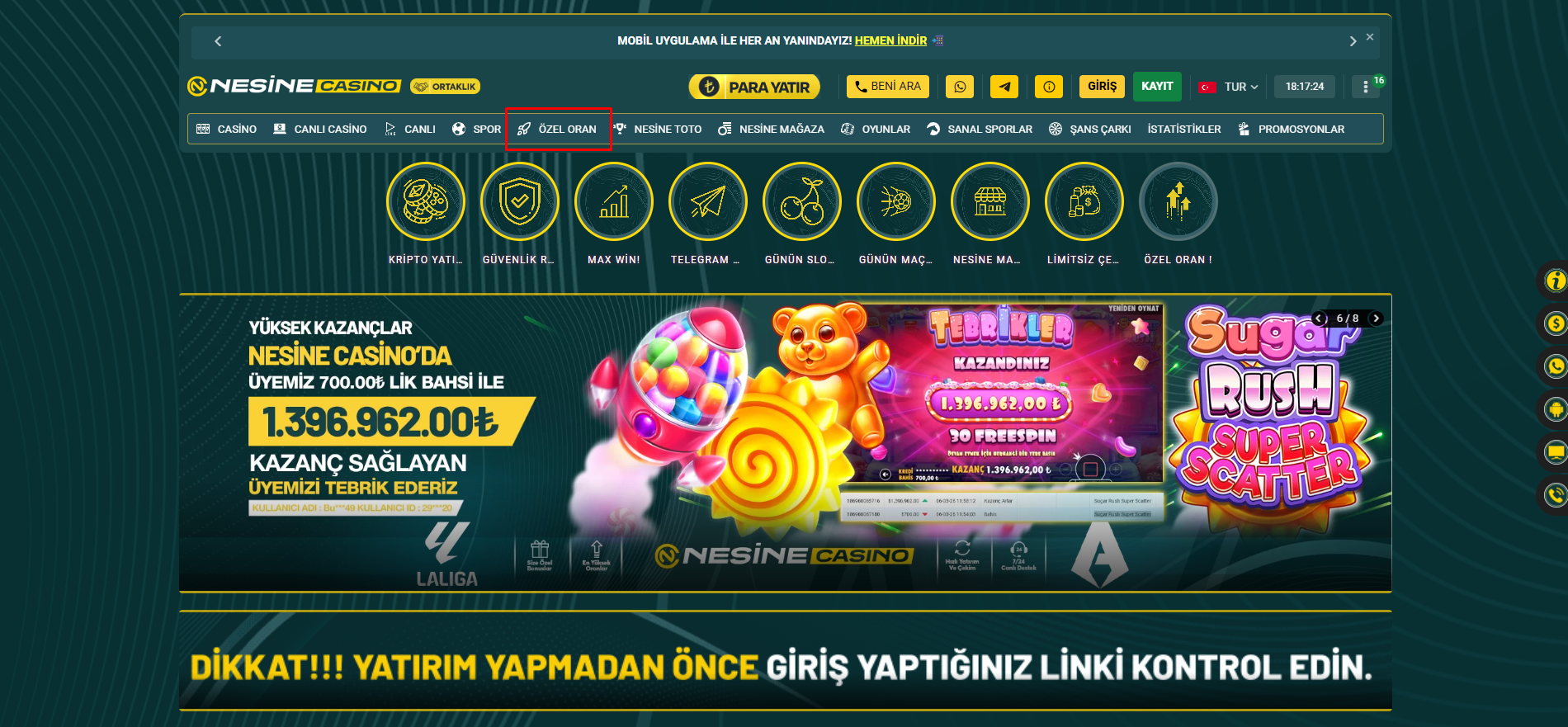 ÖZEL ORAN İÇİN;
